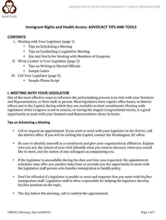 Letter To Legislator Template from www.aapcho.org